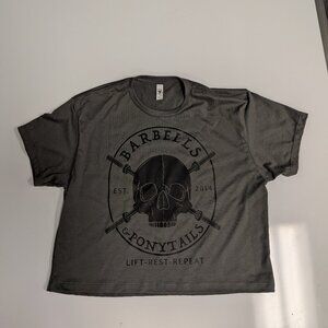 Barbells And Ponytails Crop "Skull" S/S Tee T-Shirt Sz M NEW